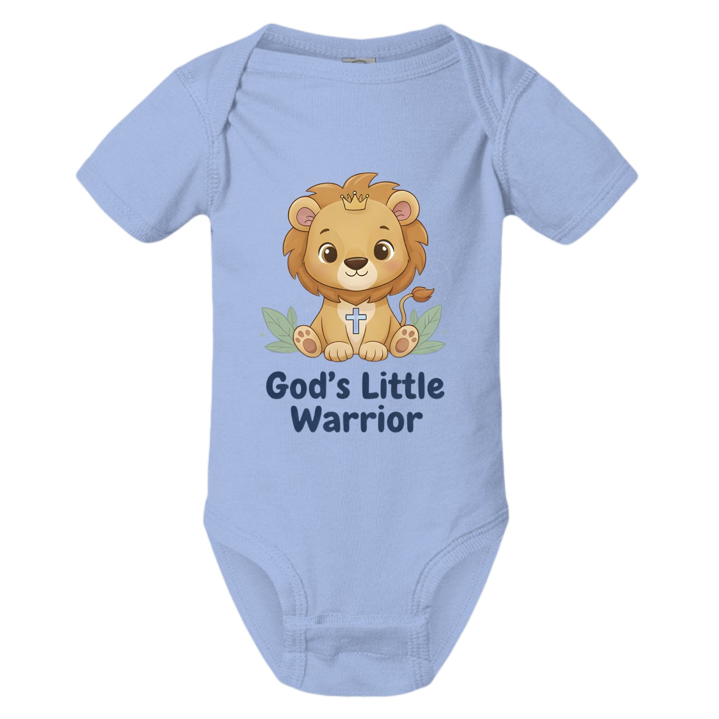 Gods Little Warrior Faith Onesie LIGHT BLUE Salvation Clothing and Accessories