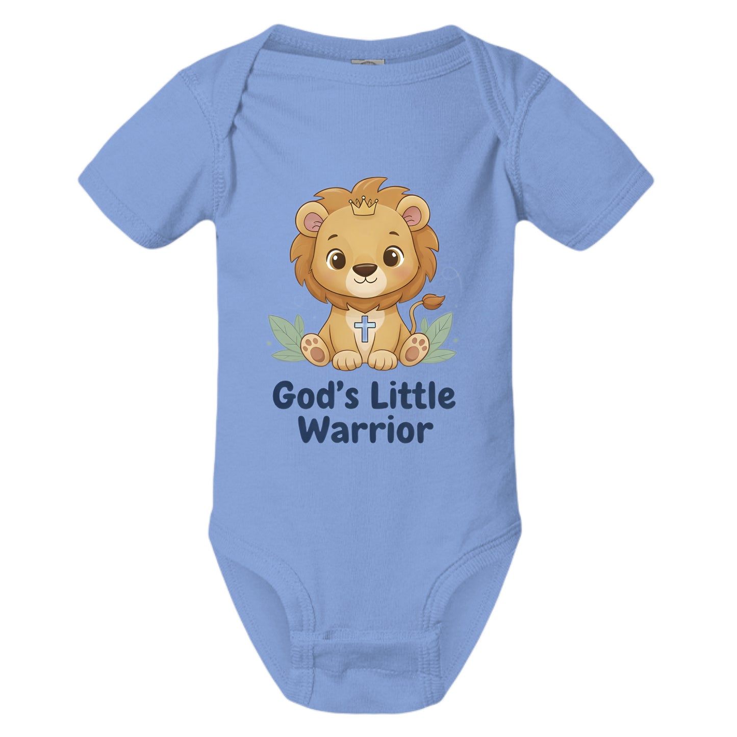Gods Little Warrior Faith Onesie Carolina Blue Salvation Clothing and Accessories