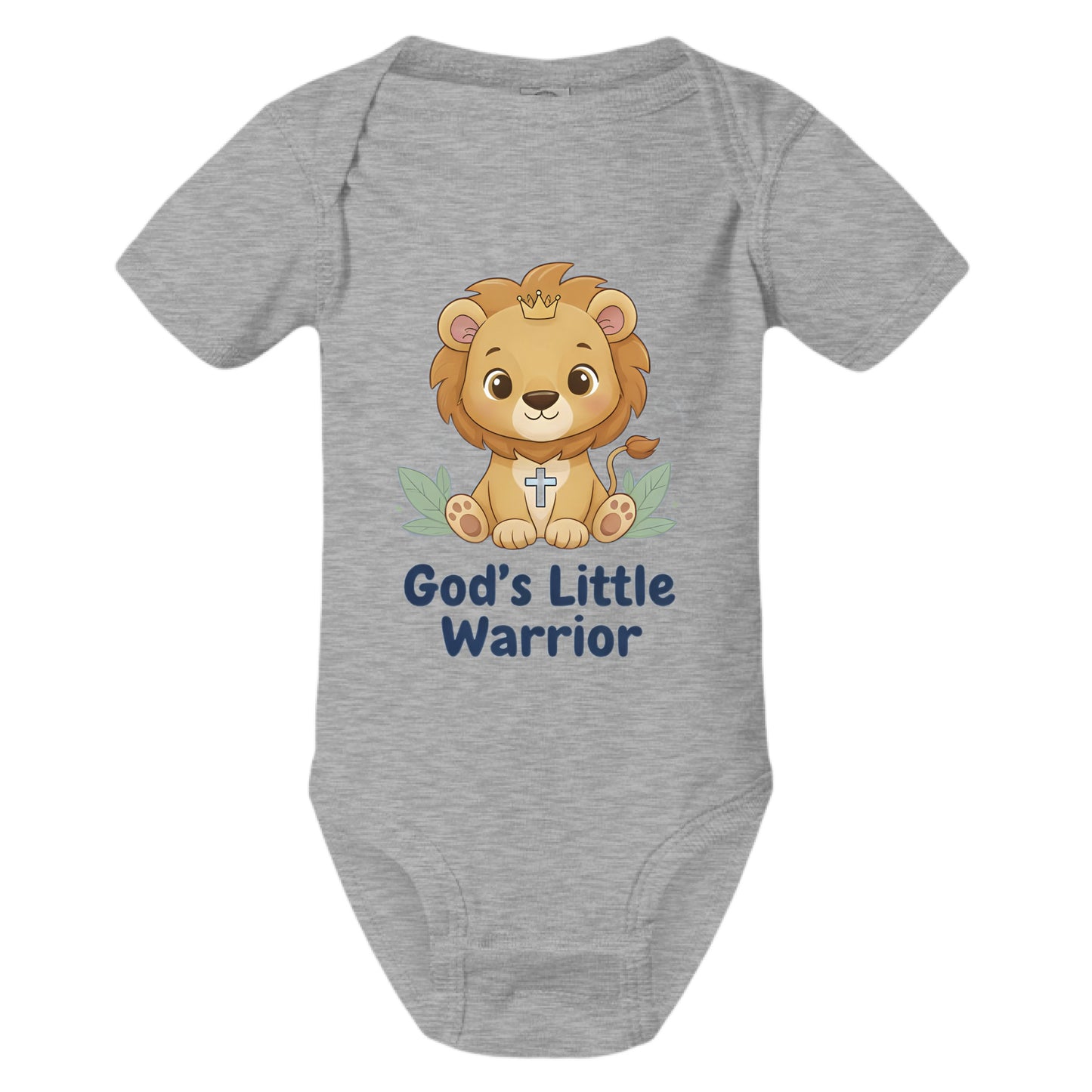 Gods Little Warrior Faith Onesie HEATHER Salvation Clothing and Accessories