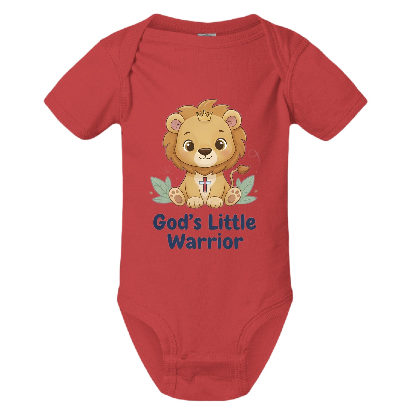 Gods Little Warrior Faith Onesie Vintage Red Salvation Clothing and Accessories
