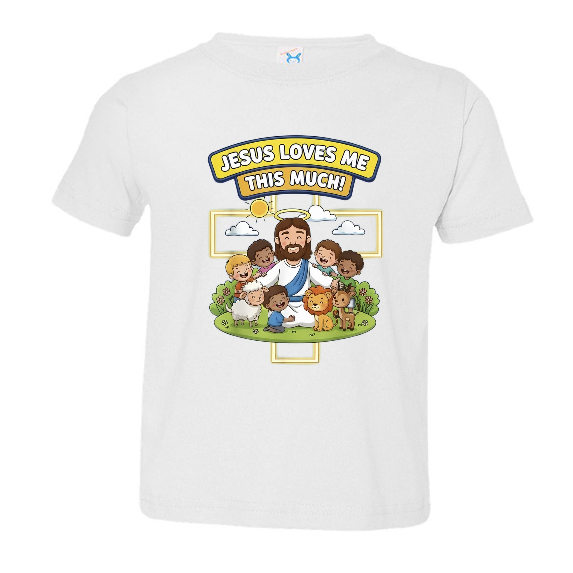 Jesus Loves me this much Faith Toddler T-Shirt WHITE Salvation Clothing and Accessories