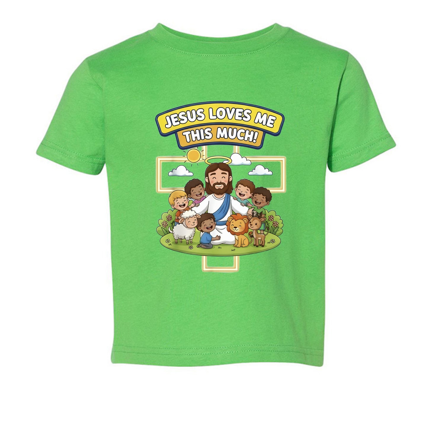 Jesus Loves me this much Faith Toddler T-Shirt Salvation Clothing and Accessories