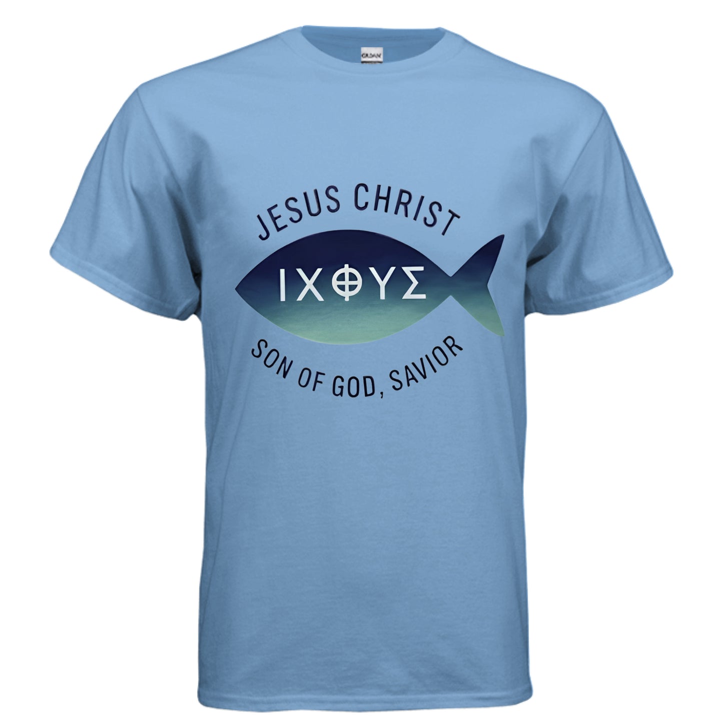 Jesus Christ son of God Faith T-Shirt CAROLINA BLUE Salvation Clothing and Accessories