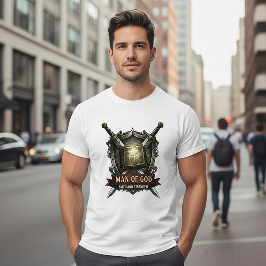 Man Of God Faith T-Shirt WHITE Salvation Clothing and Accessories