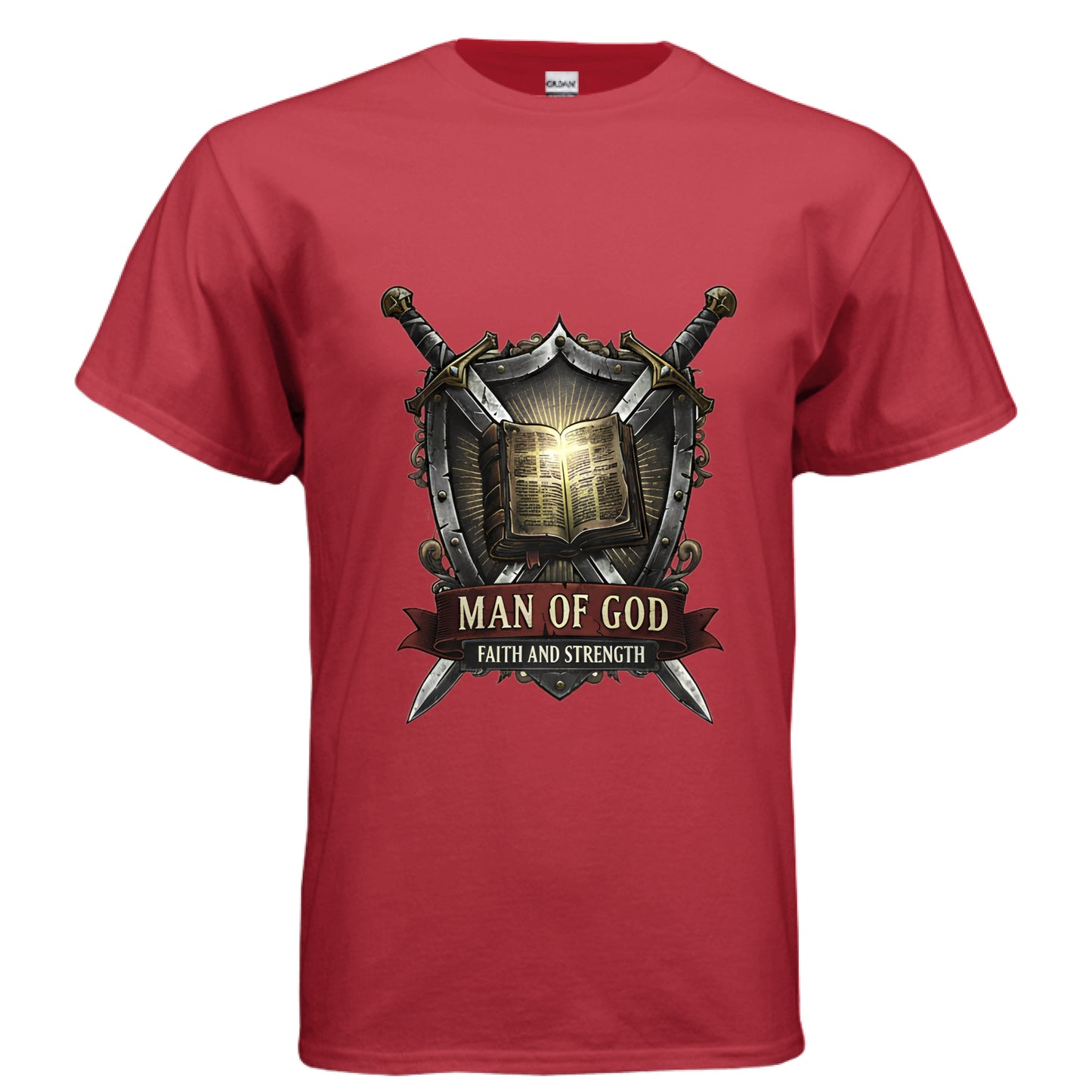 Man Of God Faith T-Shirt RED Salvation Clothing and Accessories