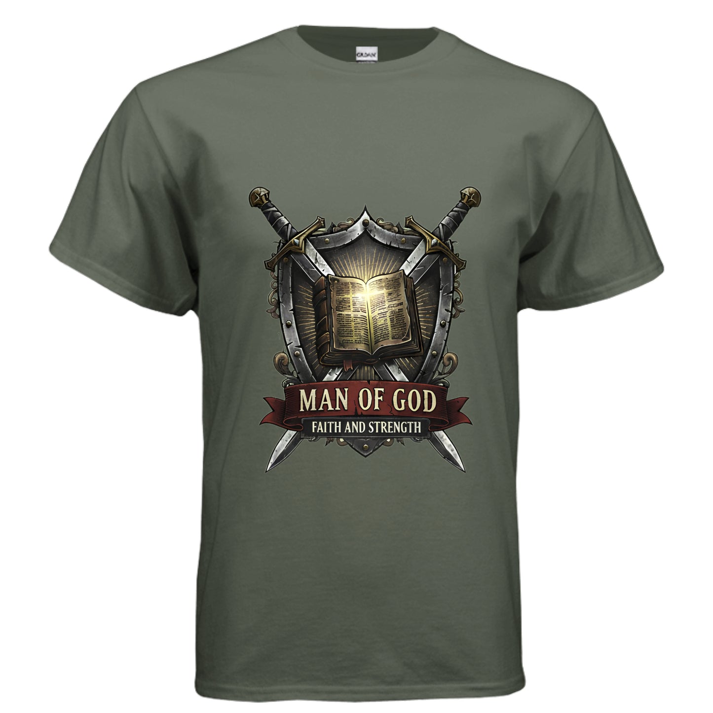 Man Of God Faith T-Shirt MILITARY GREEN Salvation Clothing and Accessories