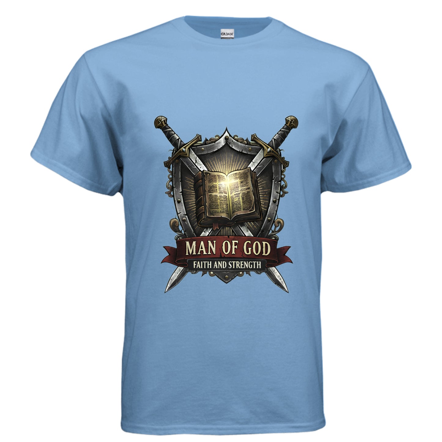 Man Of God Faith T-Shirt CAROLINA BLUE Salvation Clothing and Accessories