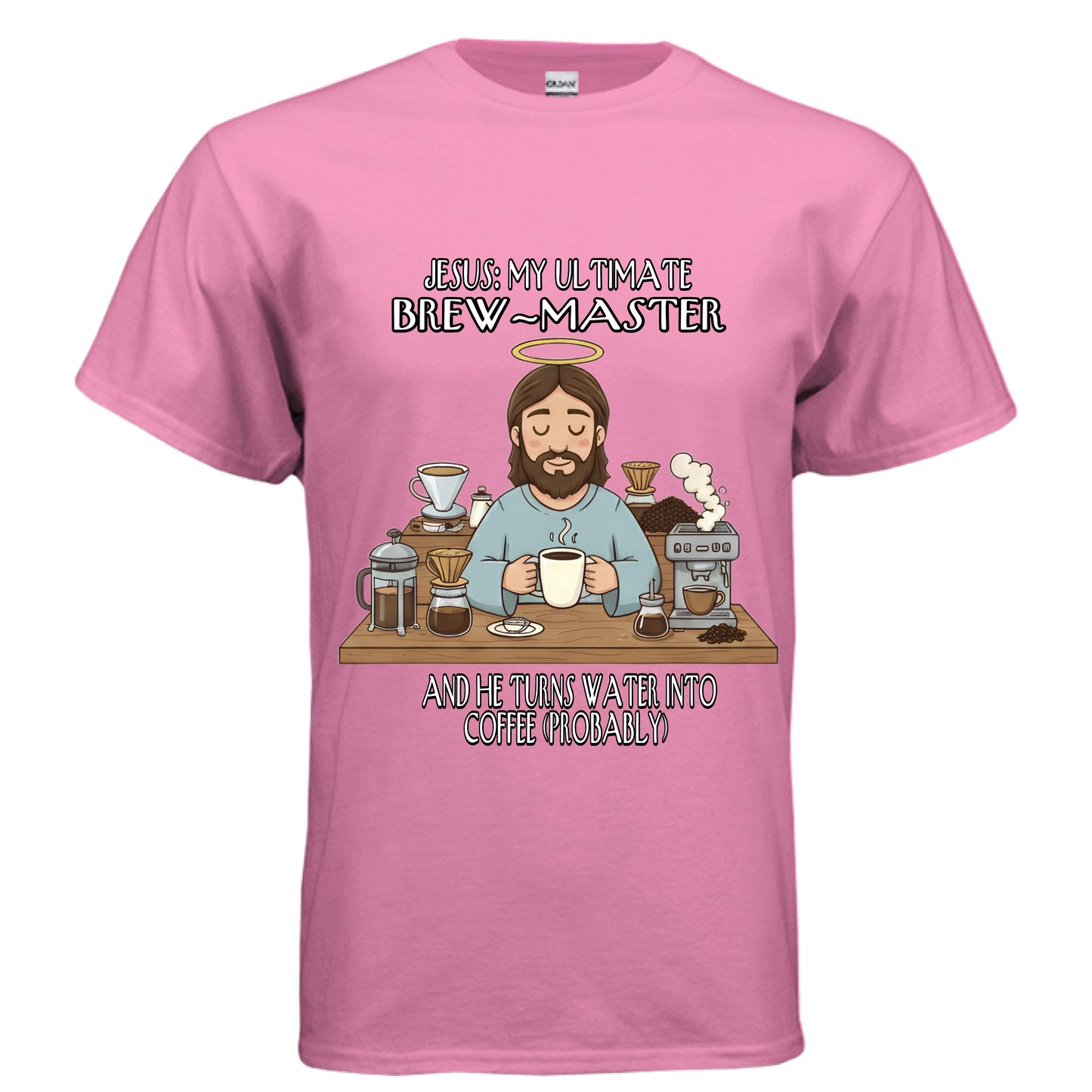 Jesus My Ultimate Brew Master Christian Jesus and coffee T-Shirt (Funny) AZALEA Salvation Clothing and Accessories