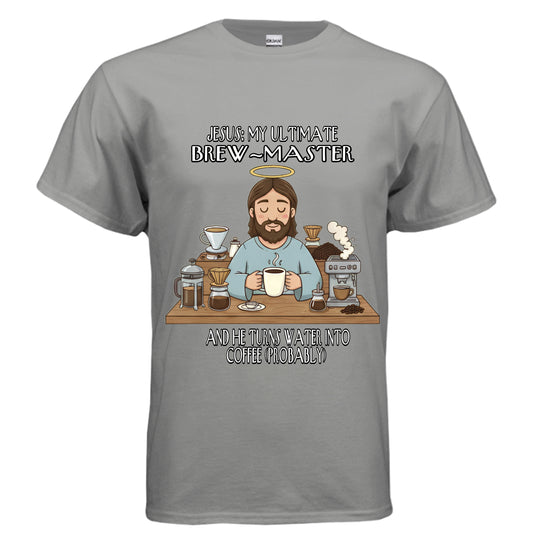 Jesus My Ultimate Brew Master Christian Jesus and coffee T-Shirt (Funny) GRAVEL Salvation Clothing and Accessories