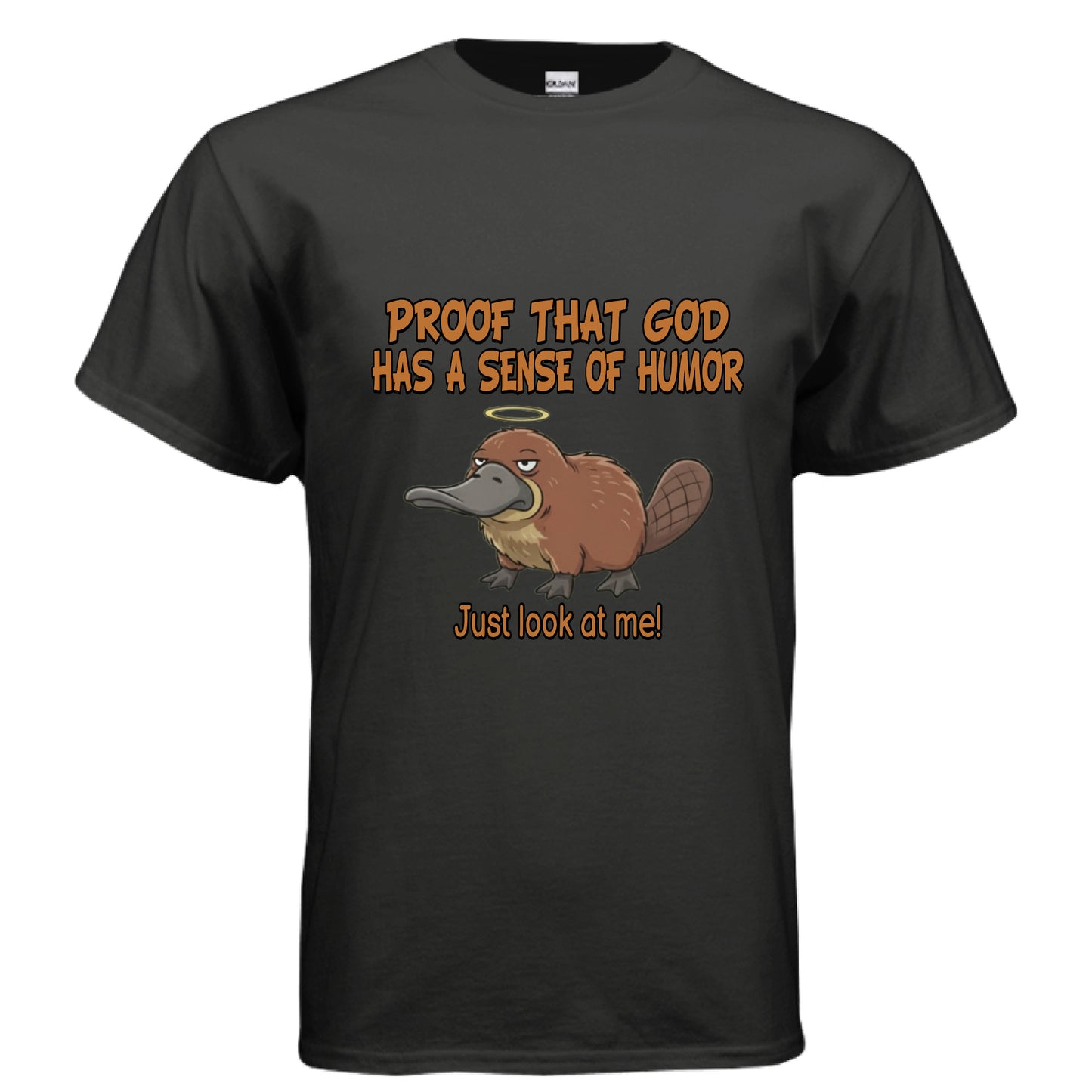 Proof that God has a sense of Humor Faith T-Shirt (Funny) BLACK Salvation Clothing and Accessories