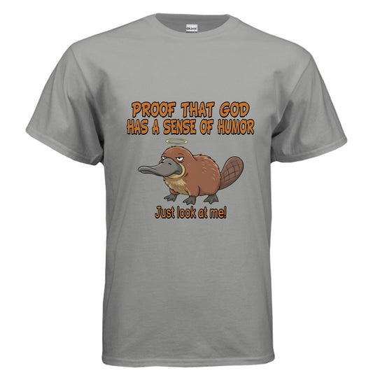 Proof that God has a sense of Humor Christian T-Shirt (Funny) GRAVEL Salvation Clothing and Accessories