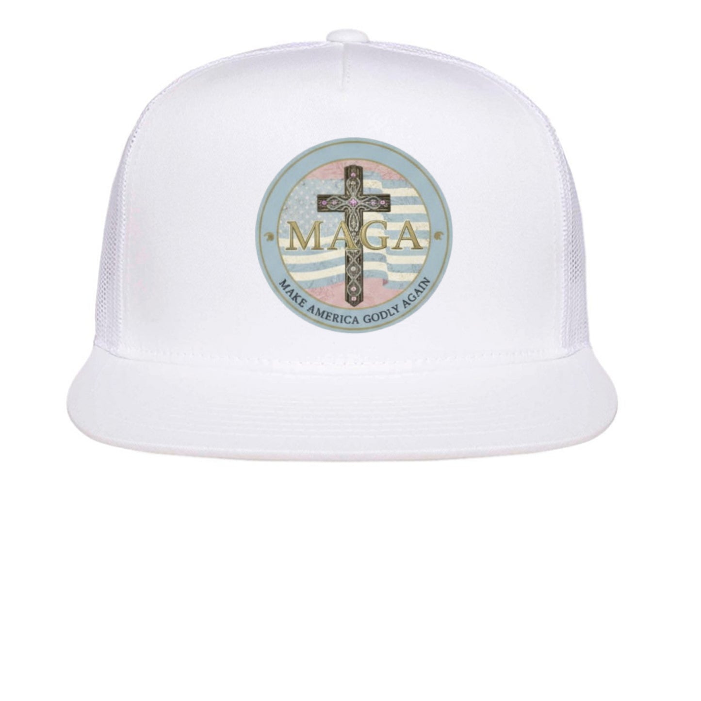 Make American Godly Again Faith Women's Trucker Hat WHITE ONE SIZE Salvation Clothing and Accessories
