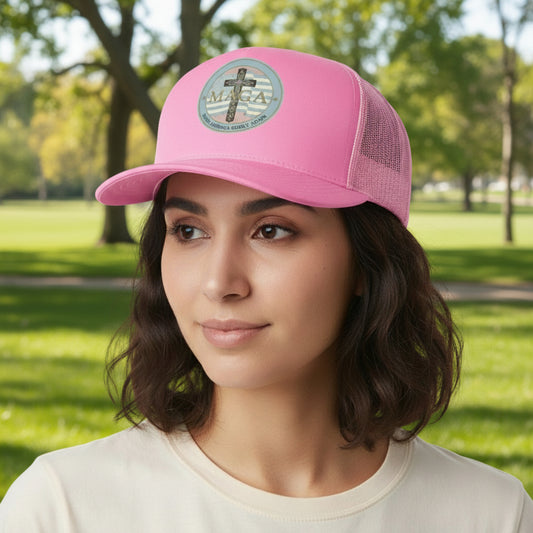 Make American Godly Again Christian Women's Trucker Hat PINK ONE SIZE Salvation Clothing and Accessories