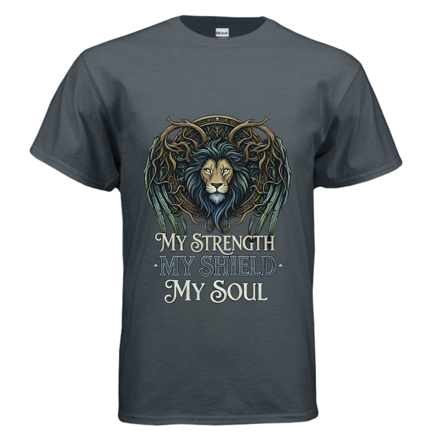 My Strength My Shield Faith T-Shirt Heather Navy Salvation Clothing and Accessories Apparel