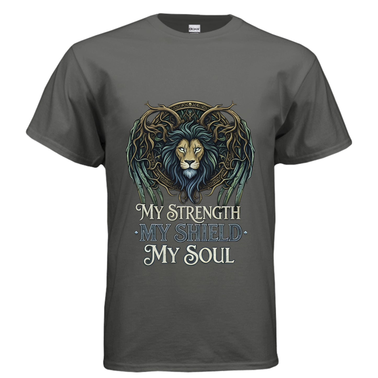My Strength My Shield Faith T-Shirt CHARCOAL Salvation Clothing and Accessories Apparel