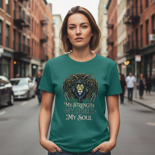 My Strength My Shield Faith T-Shirt ANTIQUE JADE DOME Salvation Clothing and Accessories Apparel