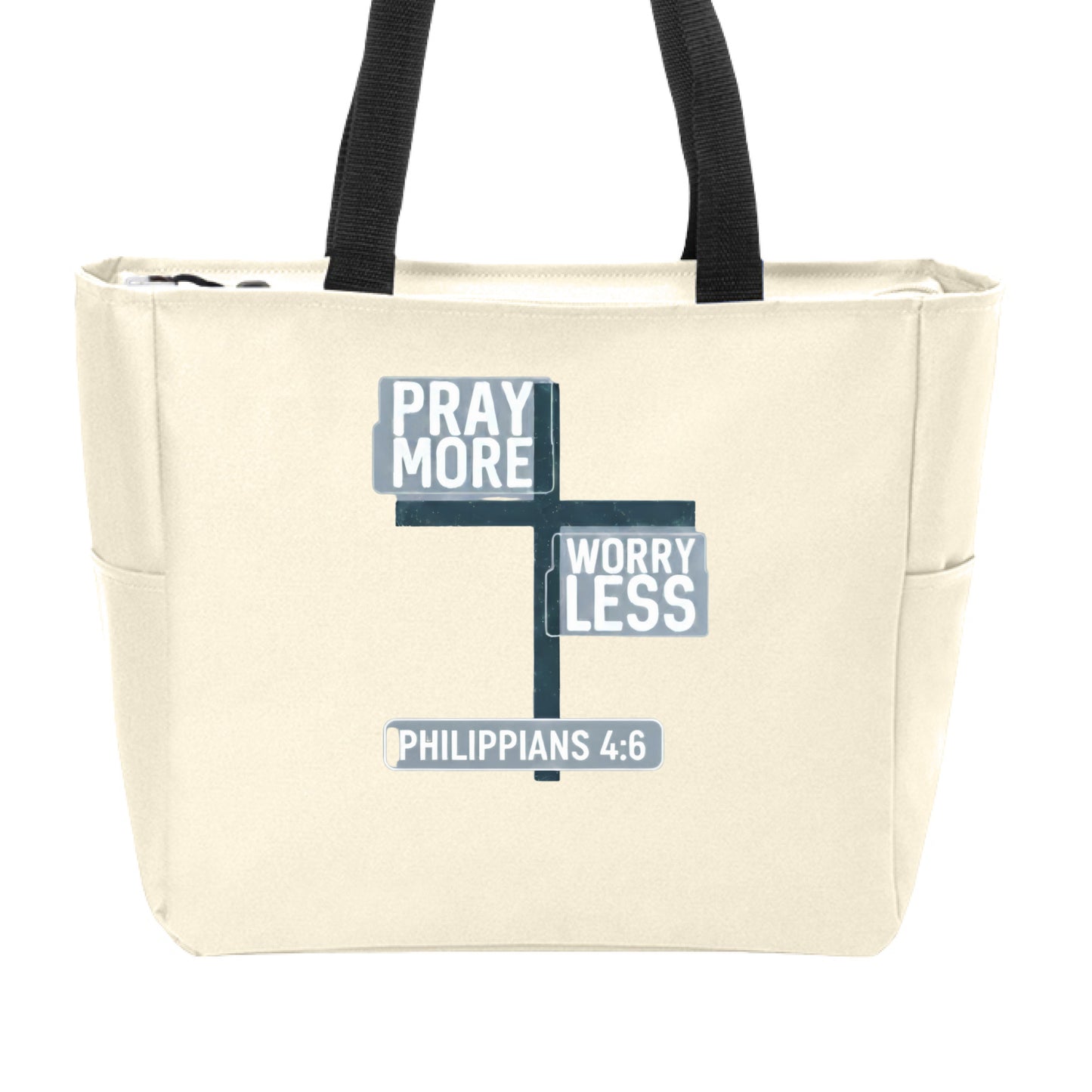Tote-Pray More Worry Less Stone ONE SIZE Salvation Clothing and Accessories Accessories