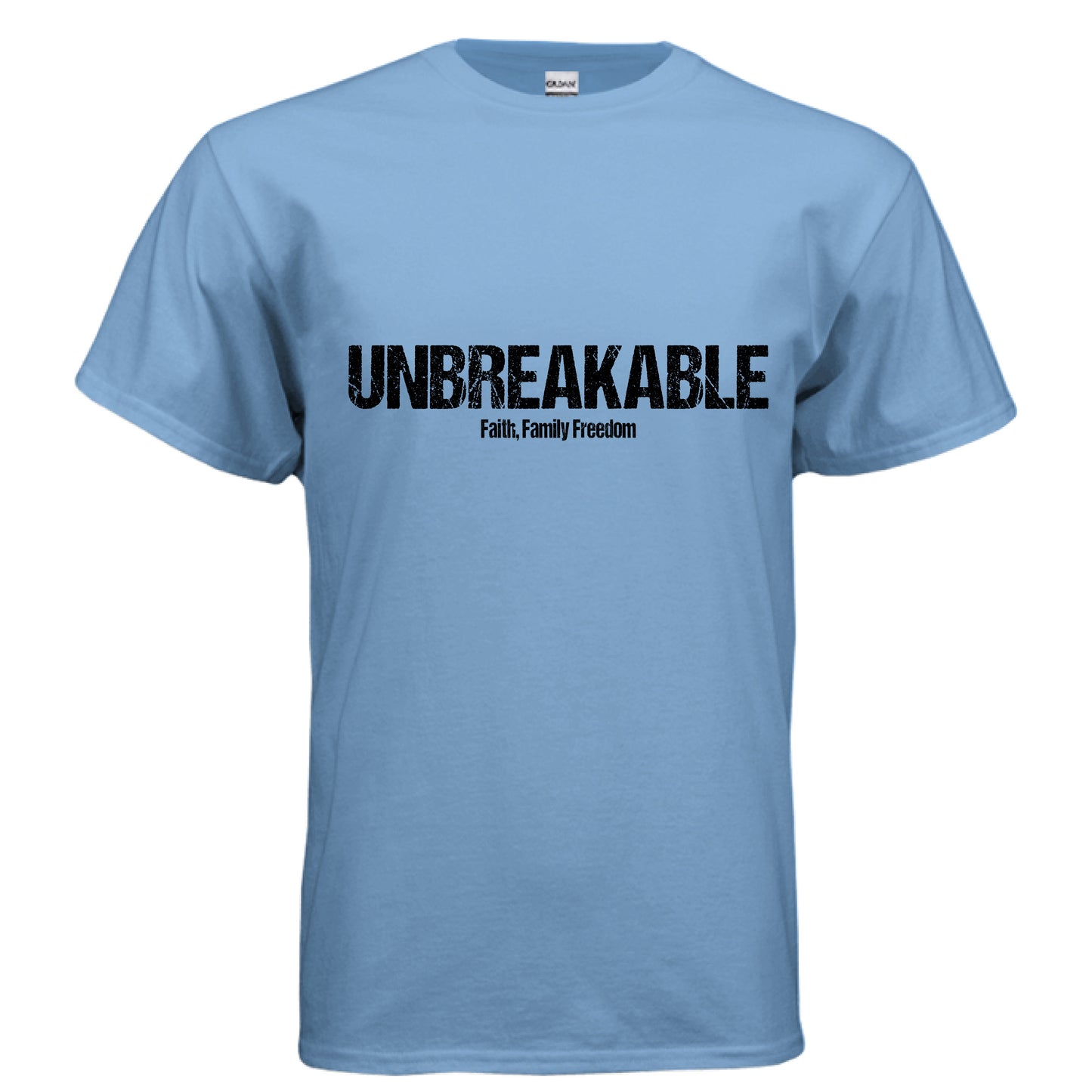 Unbreakable Christian T-Shirt (Black Letter) CAROLINA BLUE Salvation Clothing and Accessories Apparel