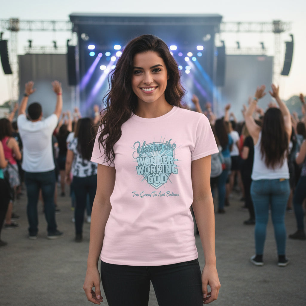 Wonder Working God Faith T-Shirt (Brandon Lake Inspired) LIGHT PINK Salvation Clothing and Accessories Apparel