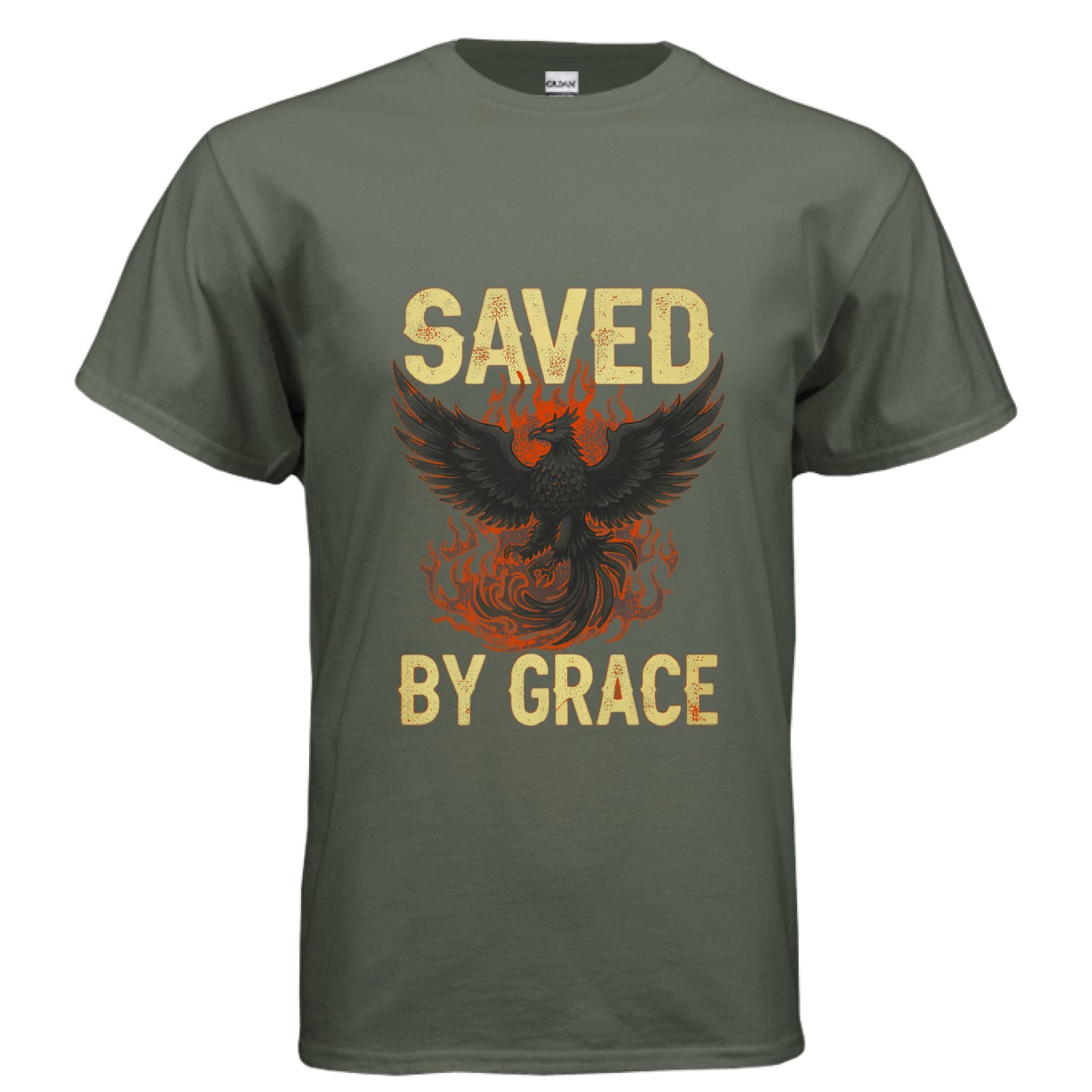 Saved By Grace Faith T-Shirt (Jelly Roll Inspired) MILITARY GREEN Salvation Clothing and Accessories Apparel