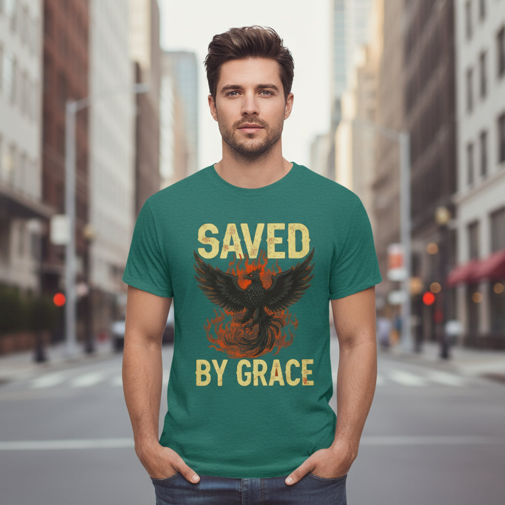 Saved By Grace Faith T-Shirt (Jelly Roll Inspired) ANTIQUE JADE DOME Salvation Clothing and Accessories Apparel