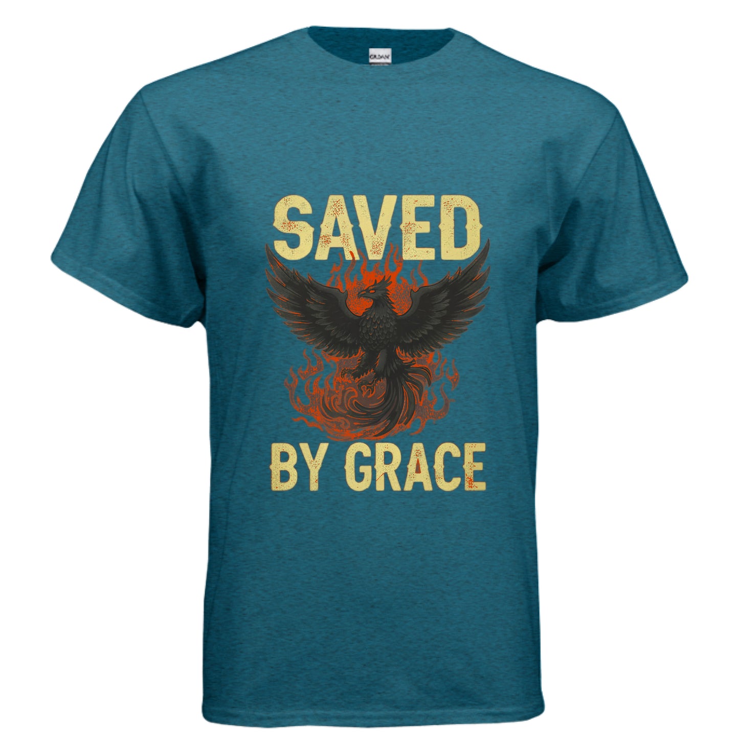 Saved By Grace Faith T-Shirt (Jelly Roll Inspired) ANTIQUE SAPPHIRE Salvation Clothing and Accessories Apparel