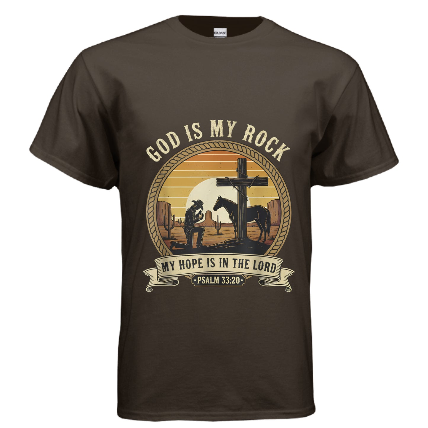 God is My Rock Faith T-Shirt DARK CHOCOLATE Salvation Clothing and Accessories Apparel