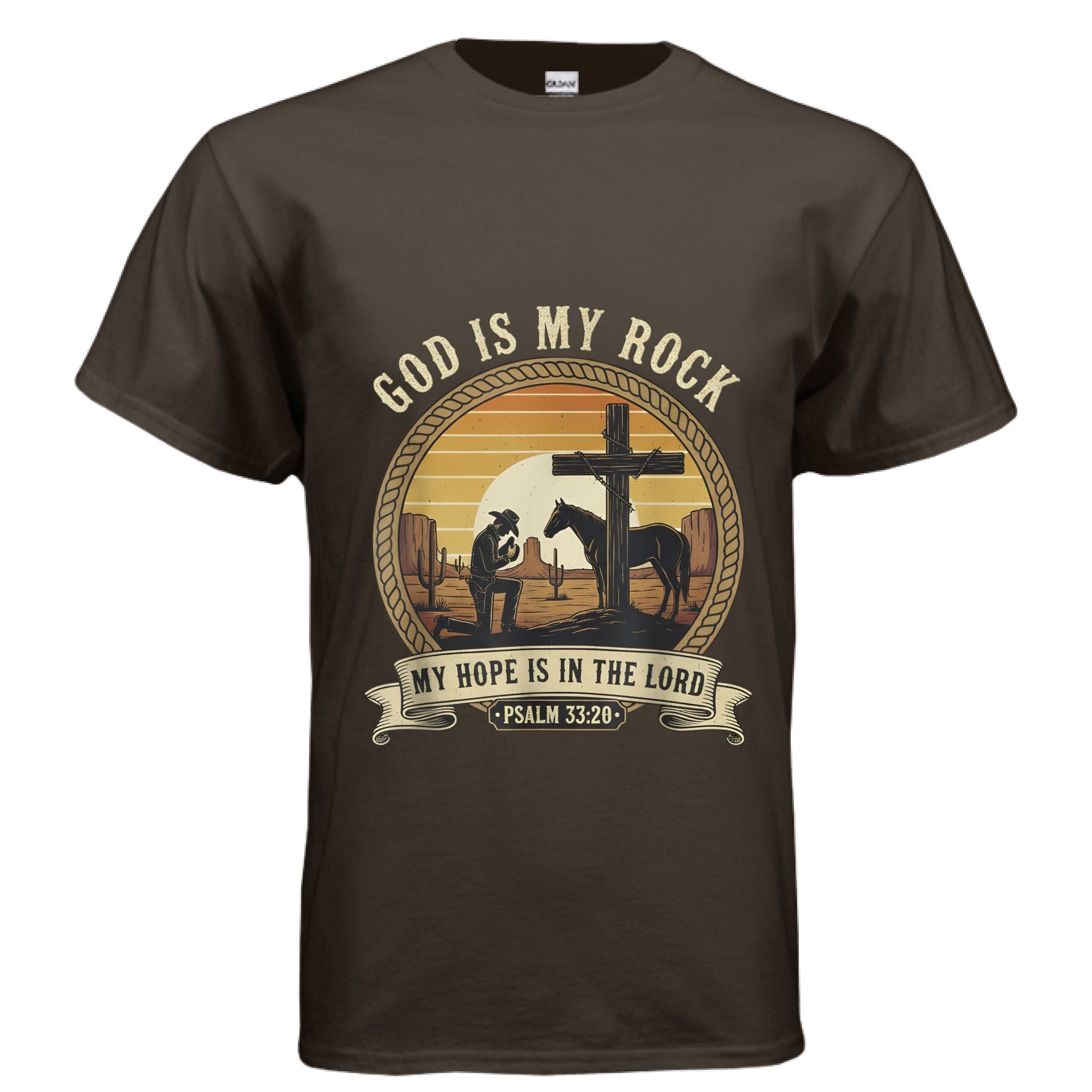 God is My Rock Faith T-Shirt DARK CHOCOLATE Salvation Clothing and Accessories Apparel