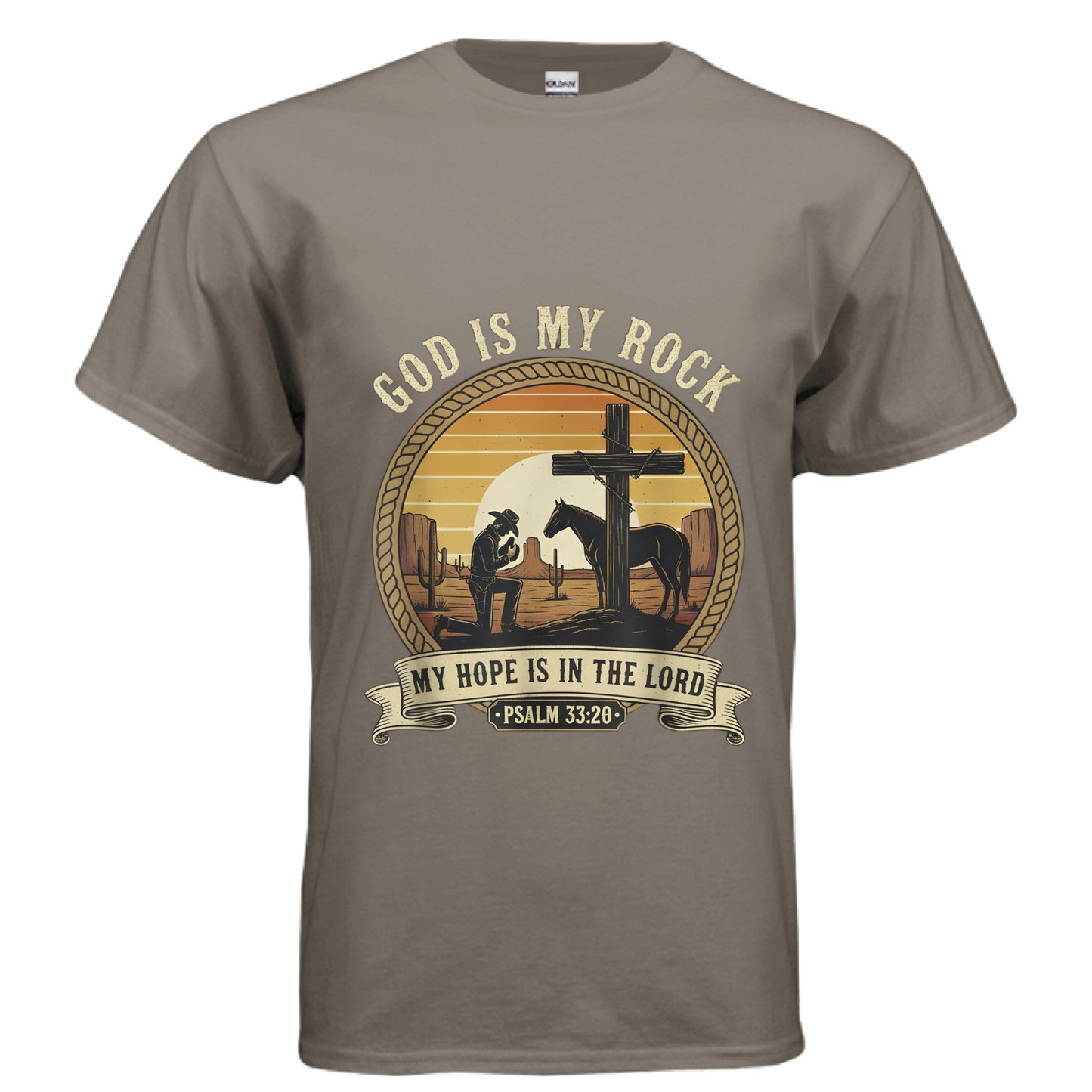 God is My Rock Faith T-Shirt BROWN SAVANA Salvation Clothing and Accessories Apparel