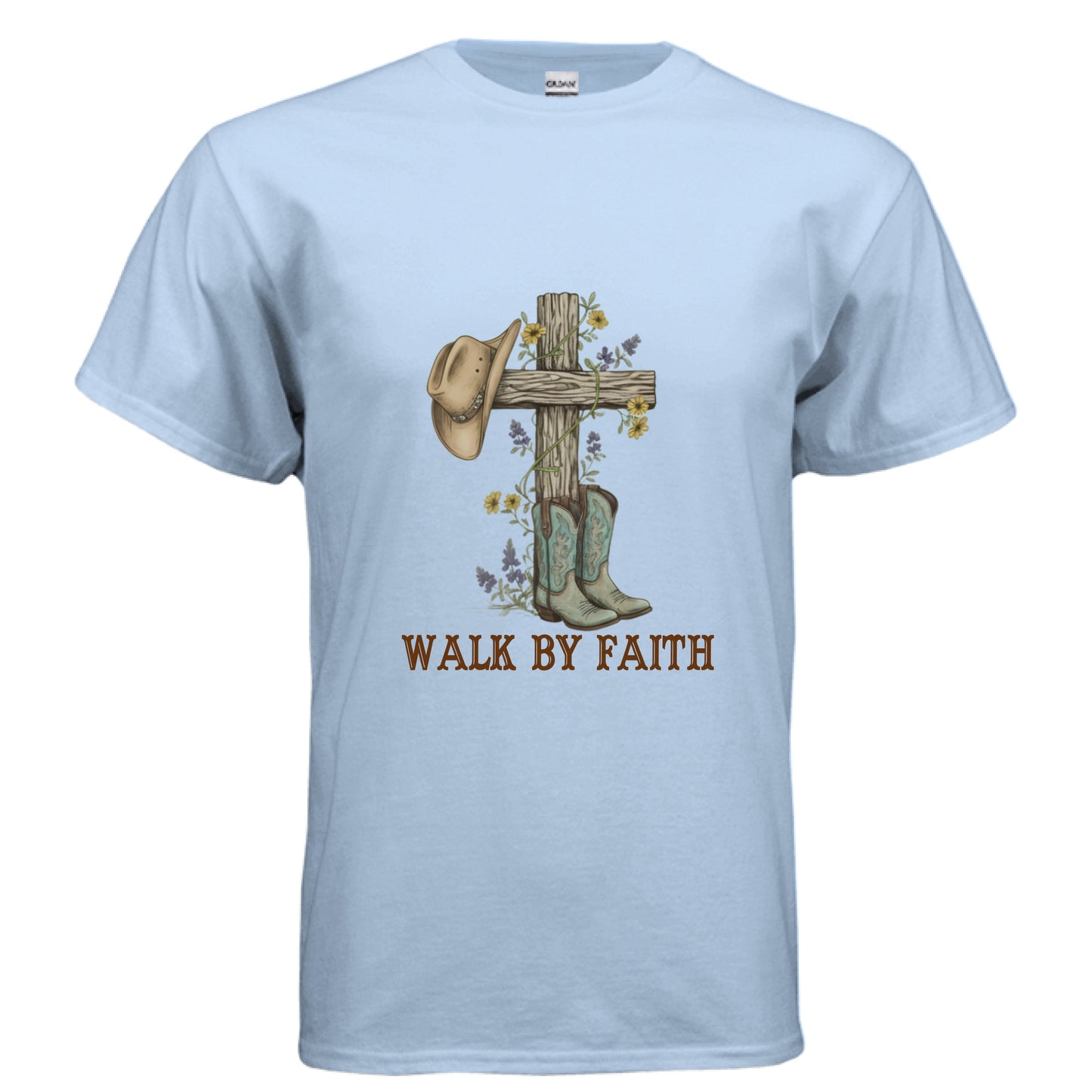 Walk by Faith Boots Faith T-Shirt LIGHT BLUE Salvation Clothing and Accessories Apparel