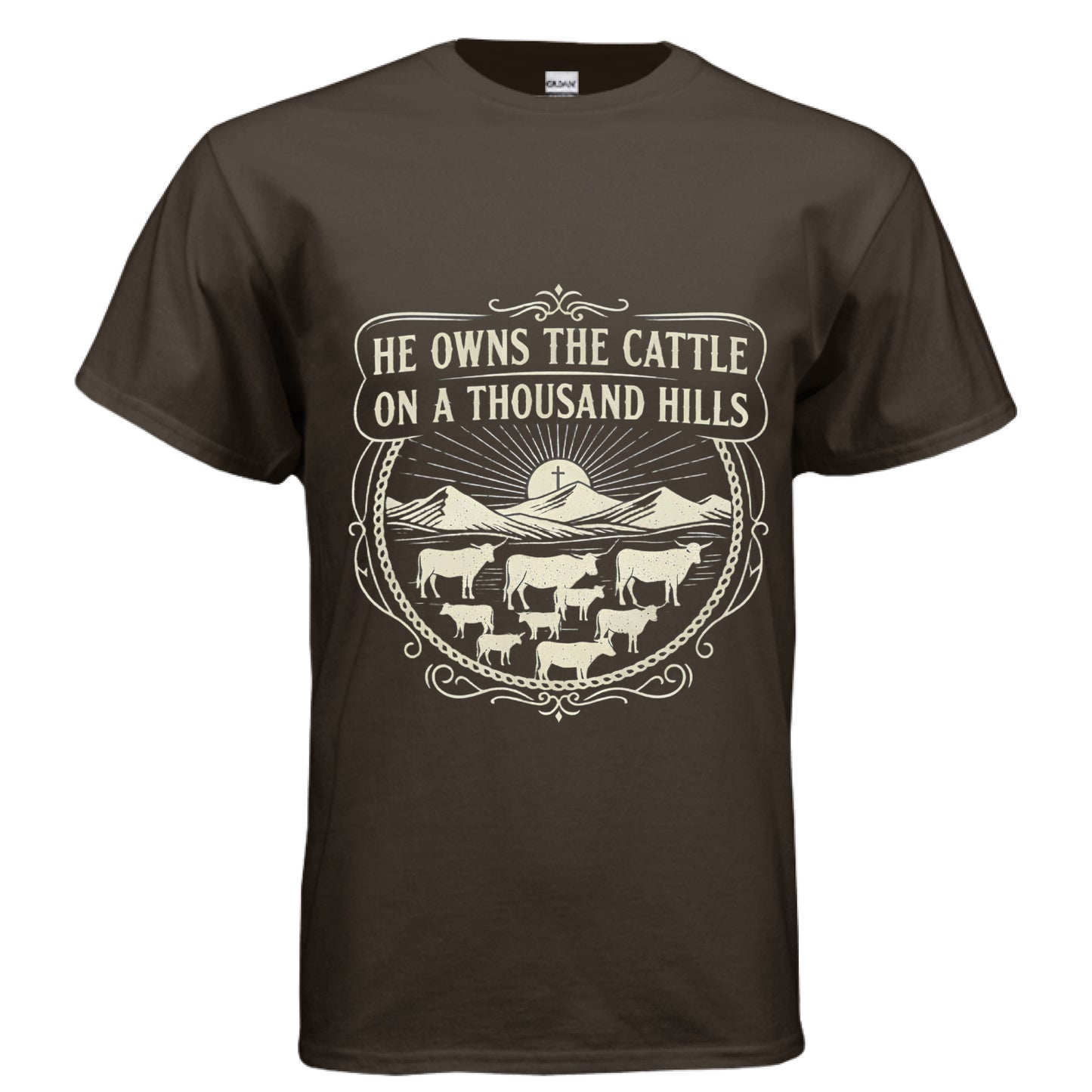 He Owns The Cattle Faith T-Shirt DARK CHOCOLATE Salvation Clothing and Accessories Apparel