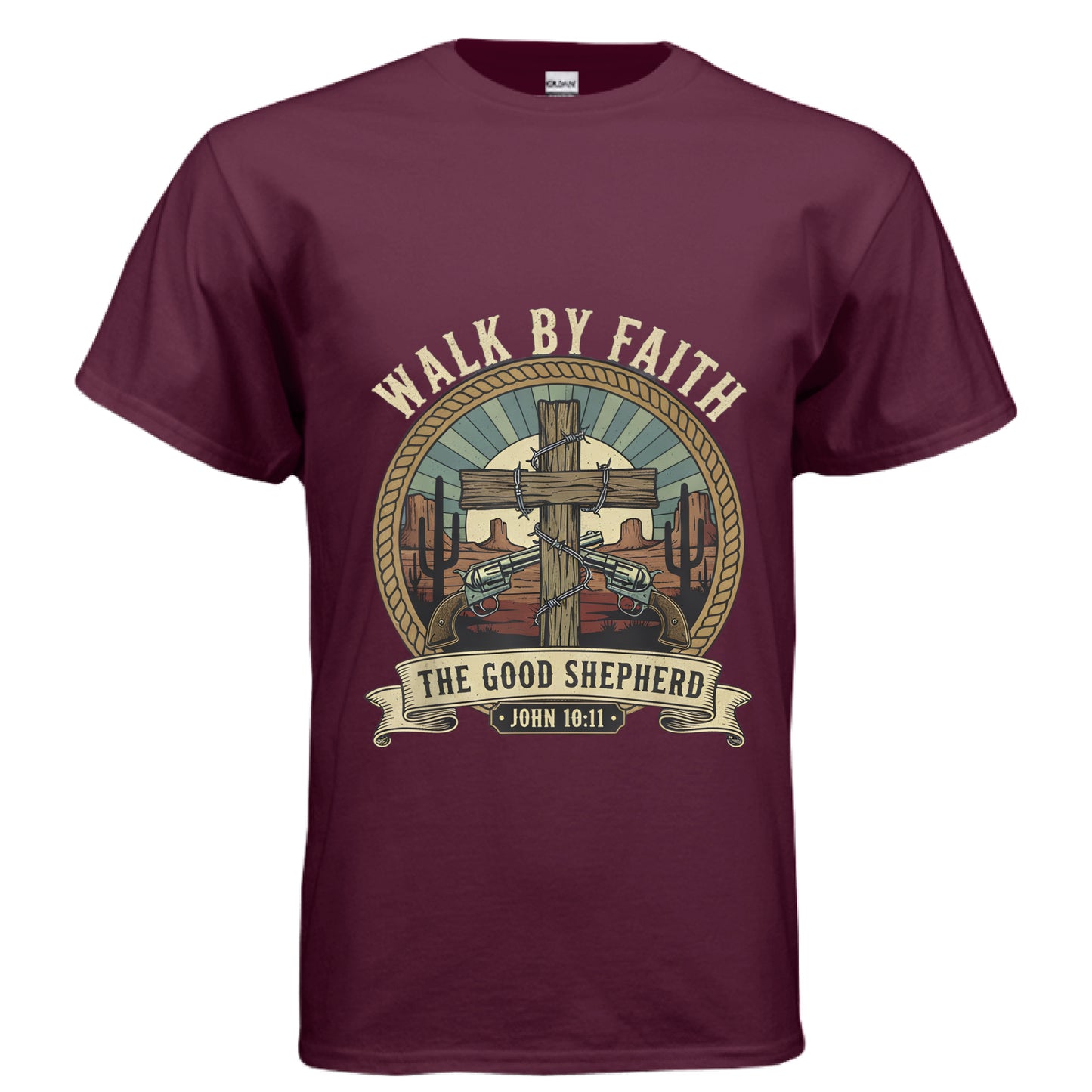 The Good Shepherd Faith T-Shirt MAROON Salvation Clothing and Accessories Apparel