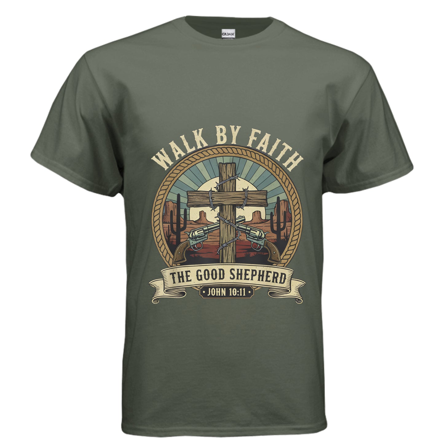 The Good Shepherd Faith T-Shirt MILITARY GREEN Salvation Clothing and Accessories Apparel