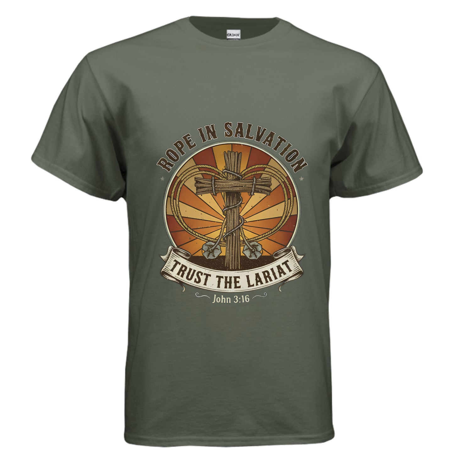 Rope in Salvation Faith T-Shirt MILITARY GREEN Salvation Clothing and Accessories Apparel