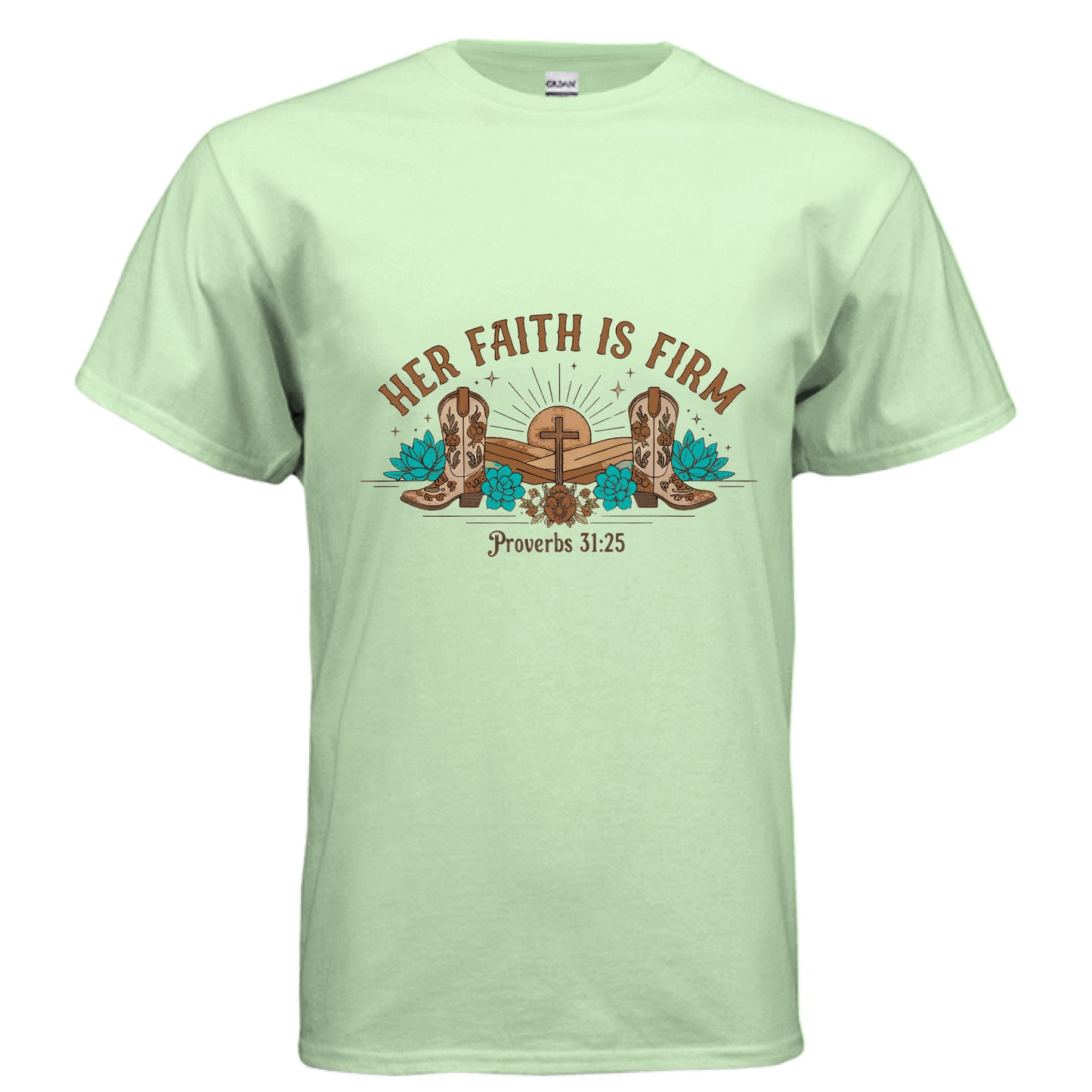 Her Faith is Firm Faith T-Shirt MINT GREEN Salvation Clothing and Accessories Apparel