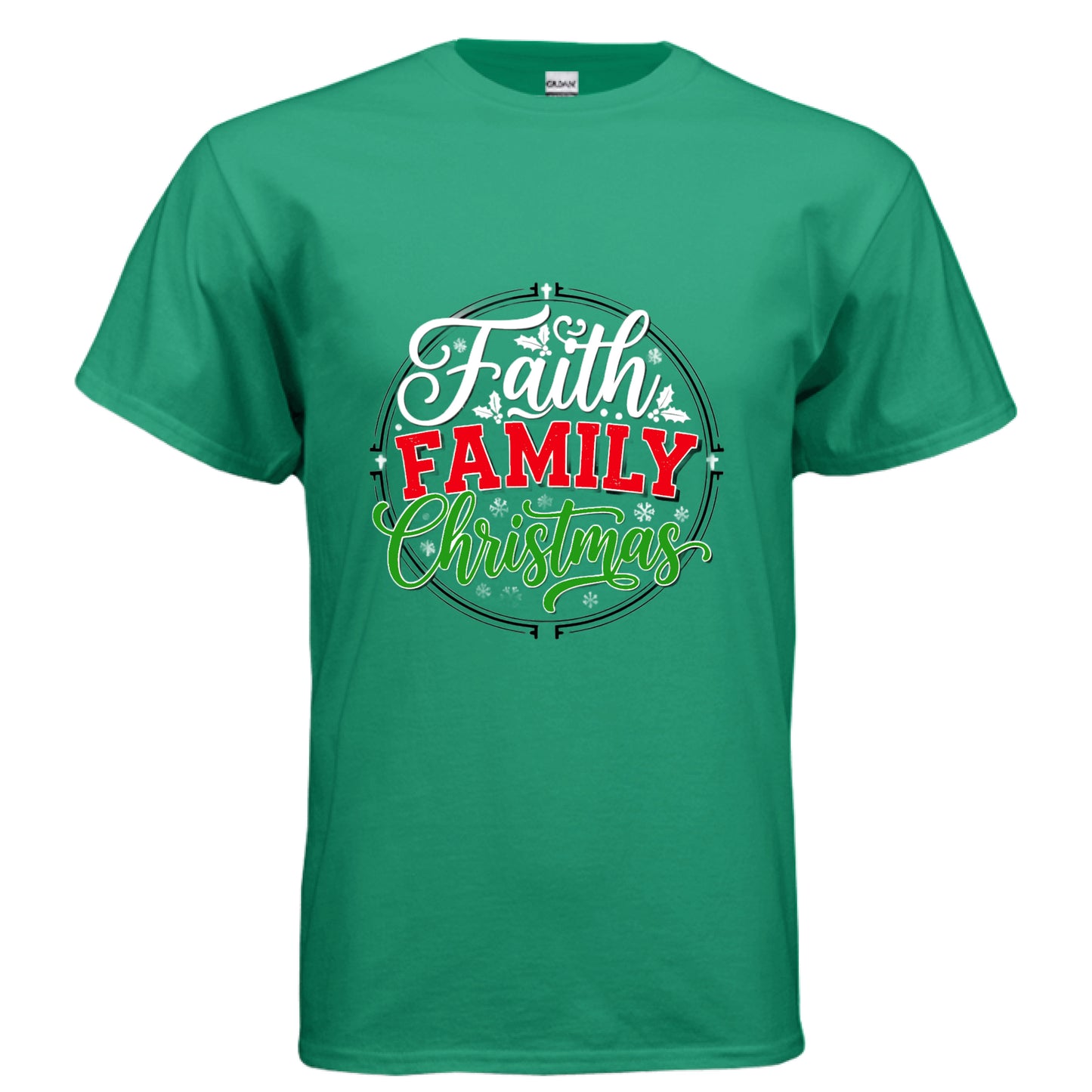 Faith Family Christmas Faith T-Shirt KELLY GREEN Salvation Clothing and Accessories Apparel