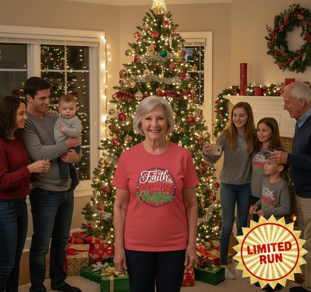 Faith Family Christmas Faith T-Shirt RED Salvation Clothing and Accessories Apparel