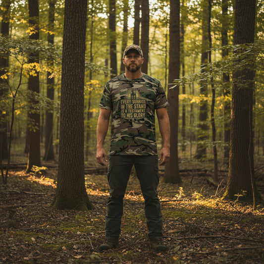 Every Sunrise in the Stand Camo Christian T-Shirt MILITARY CAMO Salvation Clothing and Accessories Apparel