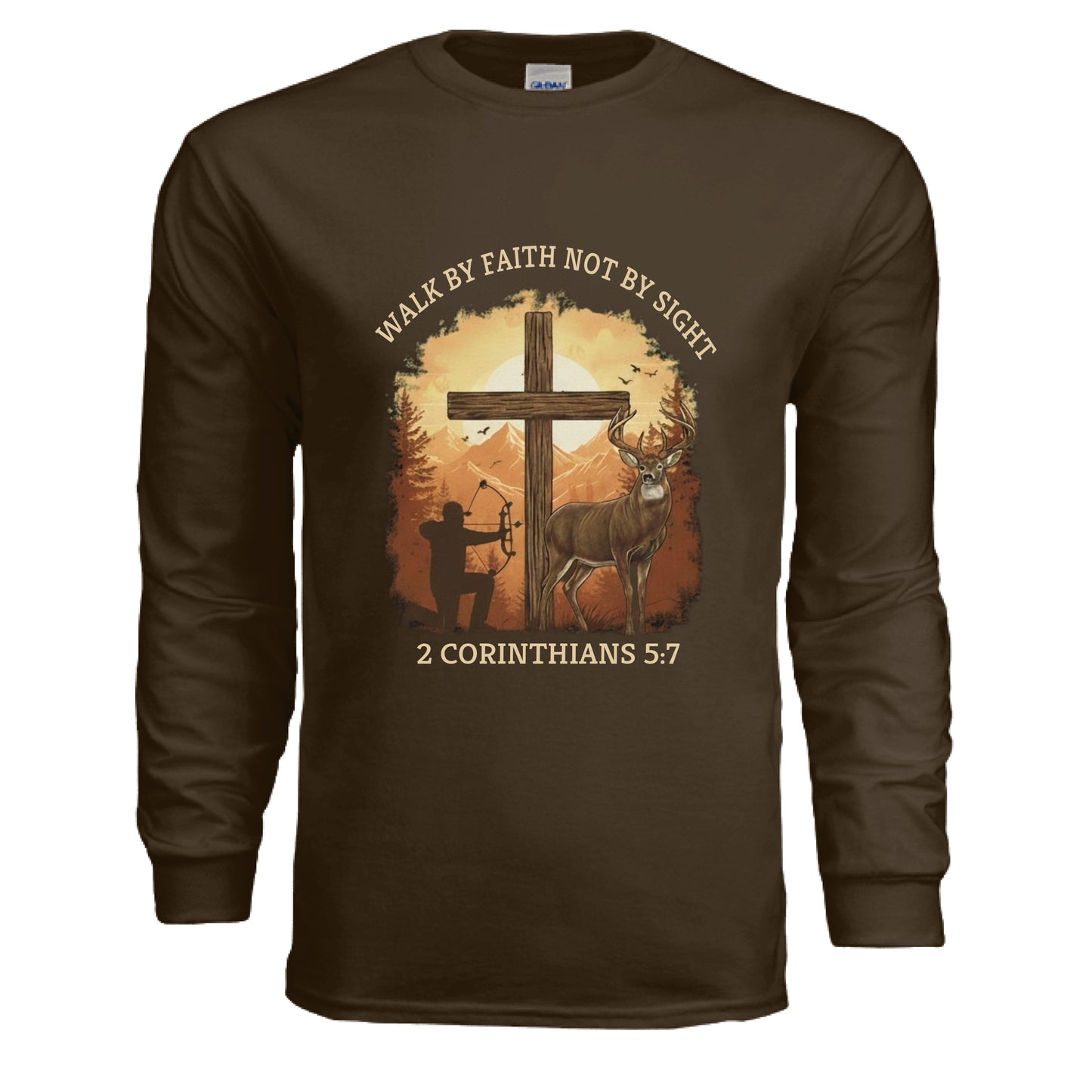 Walk by Faith Not Sight Faith Long Sleeve shirt (Hunting) Dark Brown Salvation Clothing and Accessories Apparel