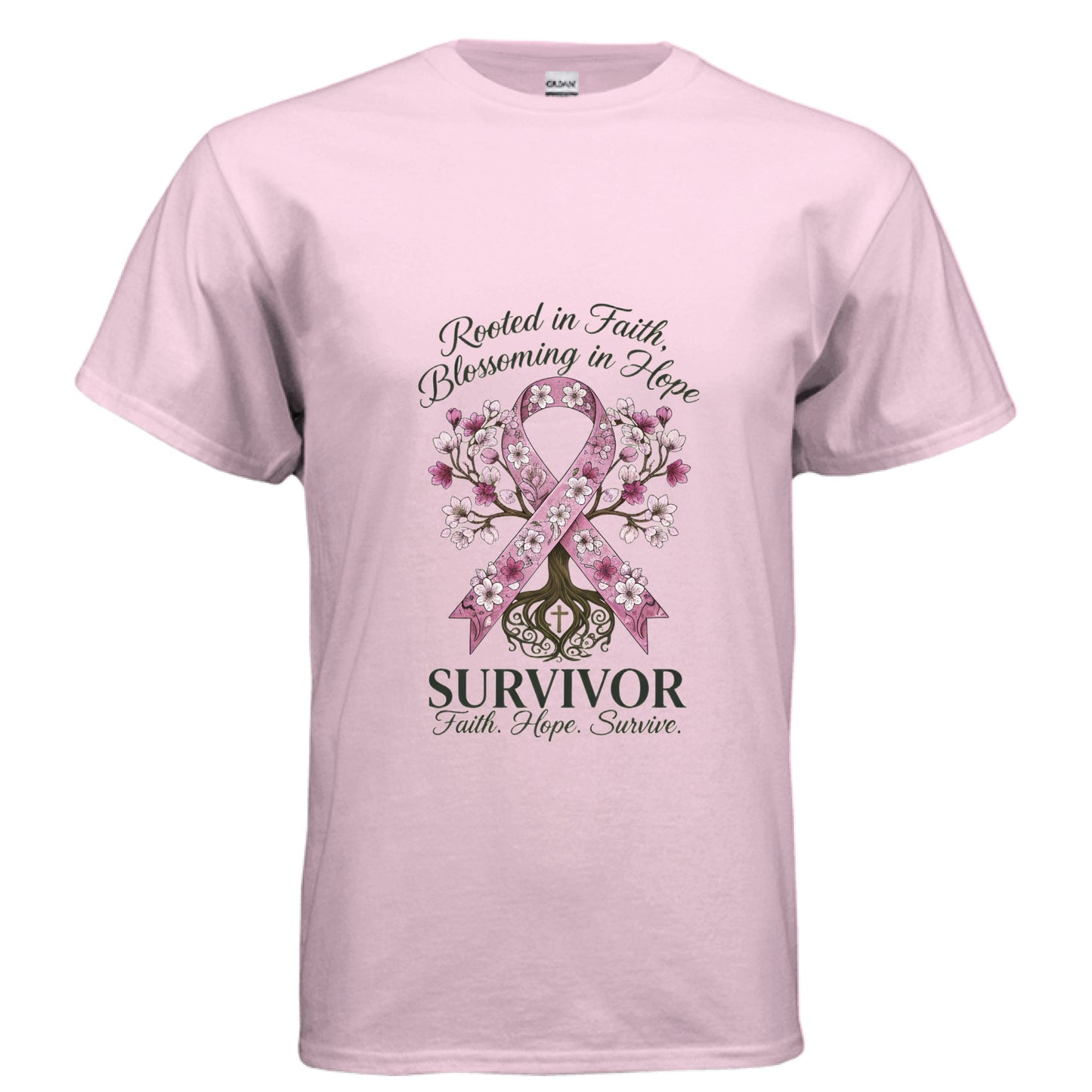 Survivor Faith T-Shirt (Breast Cancer Awareness) LIGHT PINK Salvation Clothing and Accessories Apparel