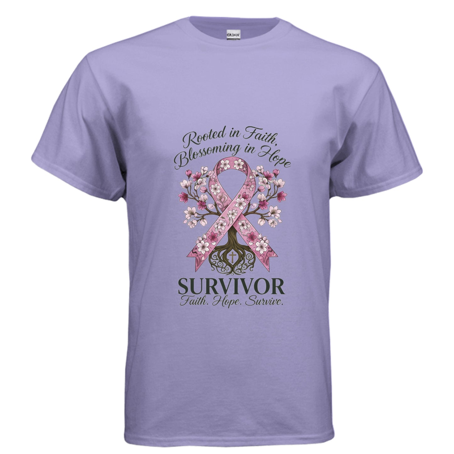 Survivor Faith T-Shirt (Breast Cancer Awareness) VIOLET Salvation Clothing and Accessories Apparel