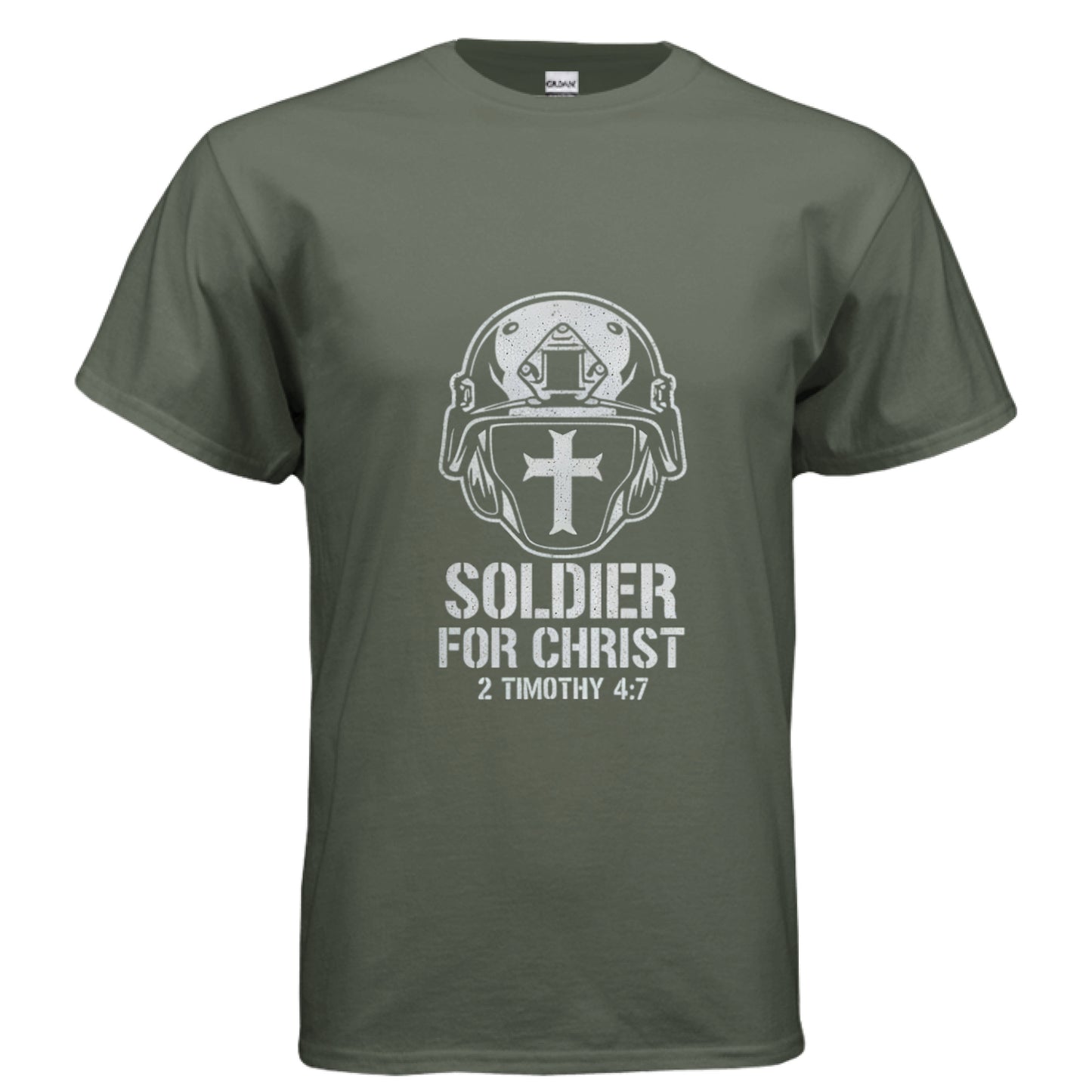 Soldier for Christ Faith T-Shirt MILITARY GREEN Salvation Clothing and Accessories Apparel