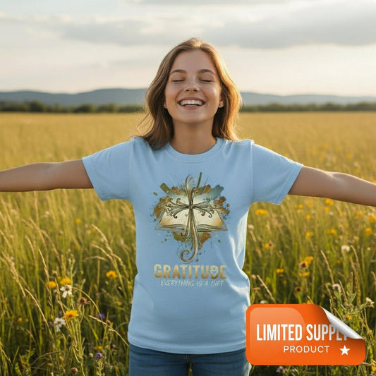 Gratitude Christian T-Shirt (Brandon Lake inspired) CAROLINA BLUE Salvation Clothing and Accessories Apparel