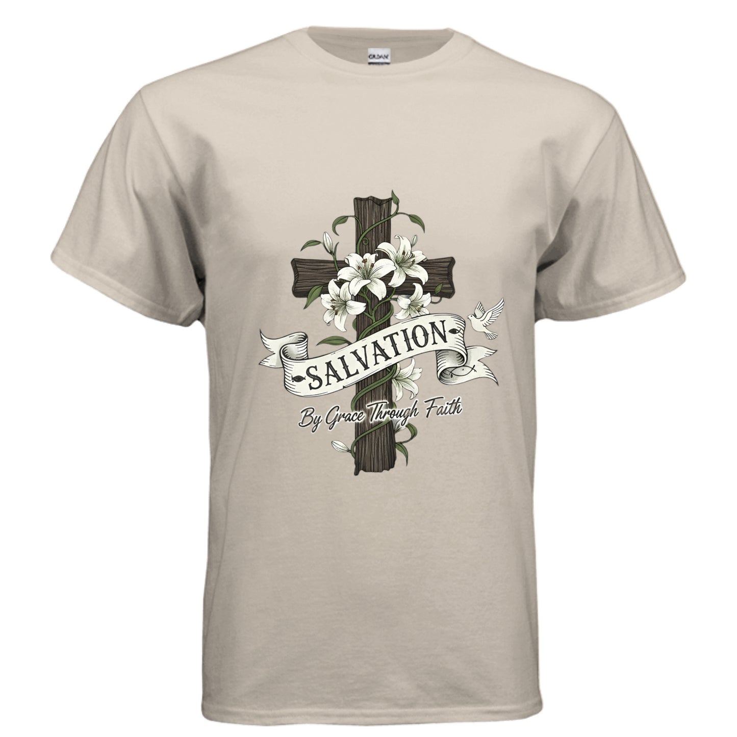 Salvation By Grace Faith T-Shirt SAND Salvation Clothing and Accessories Apparel