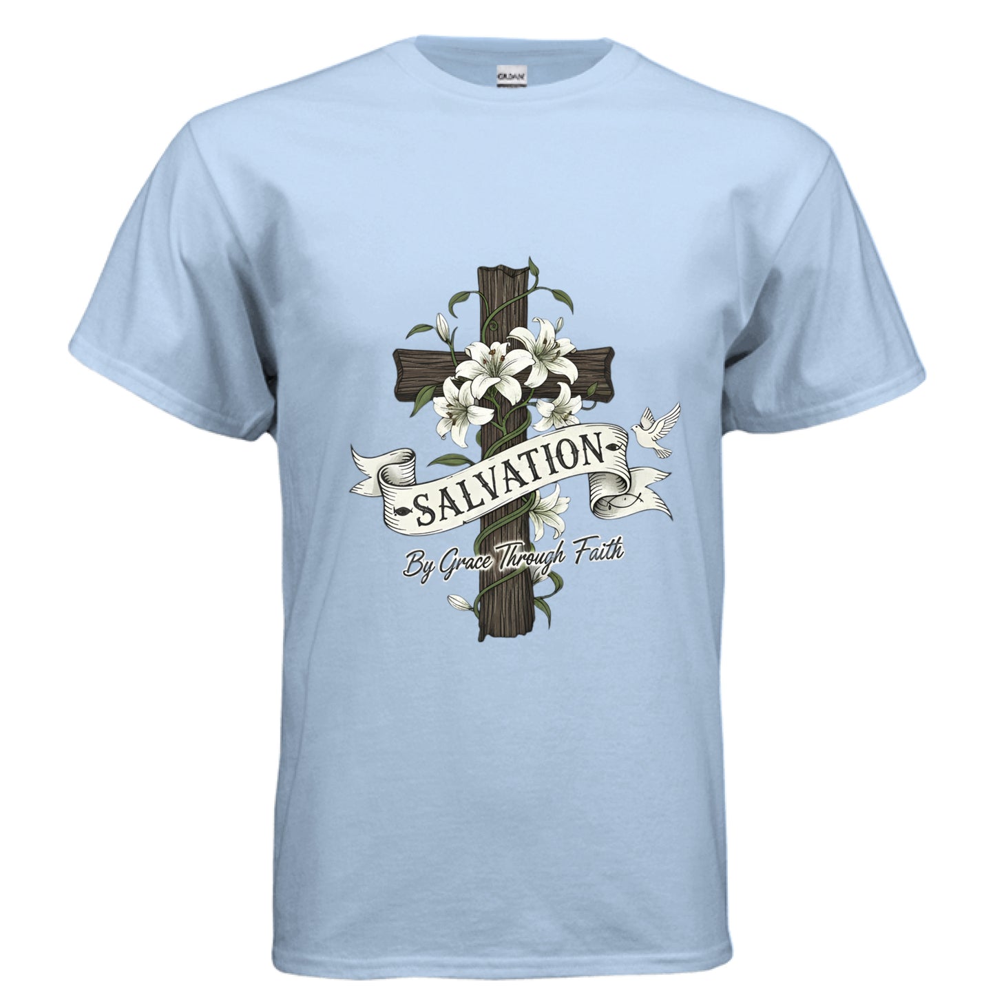 Salvation By Grace Faith T-Shirt LIGHT BLUE Salvation Clothing and Accessories Apparel