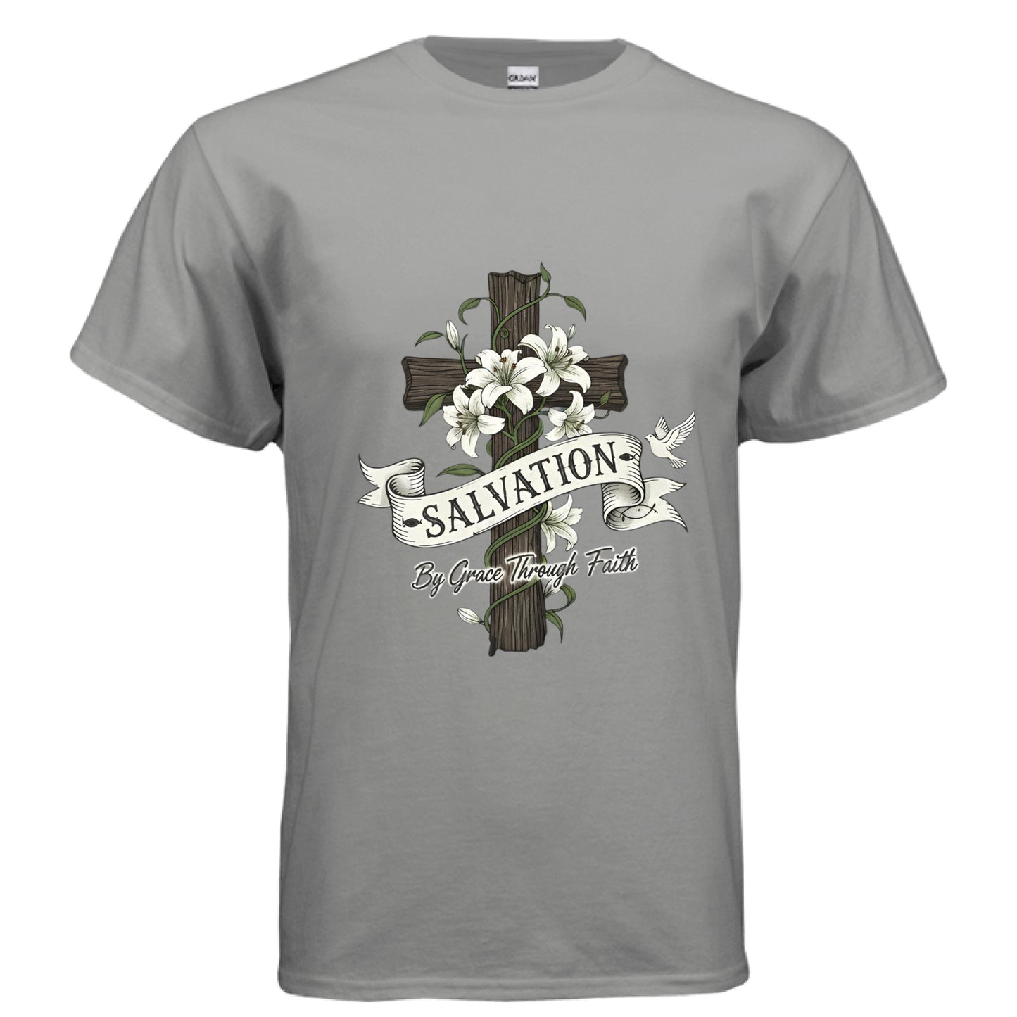 Salvation By Grace Faith T-Shirt GRAVEL Salvation Clothing and Accessories Apparel