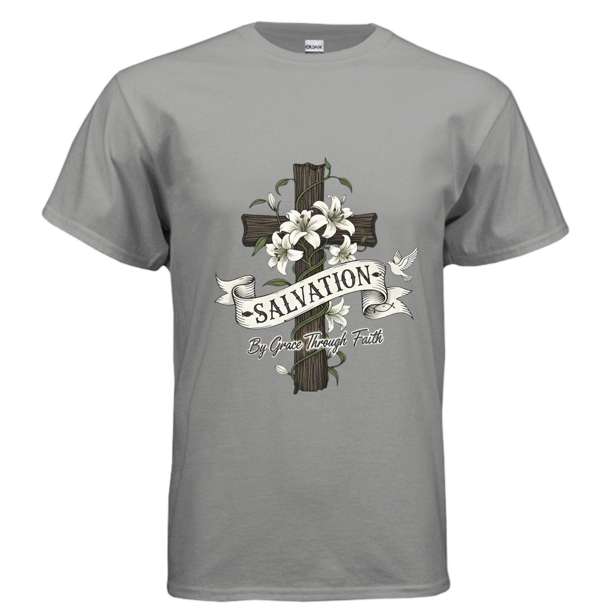 Salvation By Grace Faith T-Shirt GRAVEL Salvation Clothing and Accessories Apparel