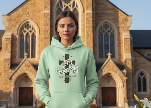 Salvation By Grace Christian Hoodie Mint Green Salvation Clothing and Accessories Apparel