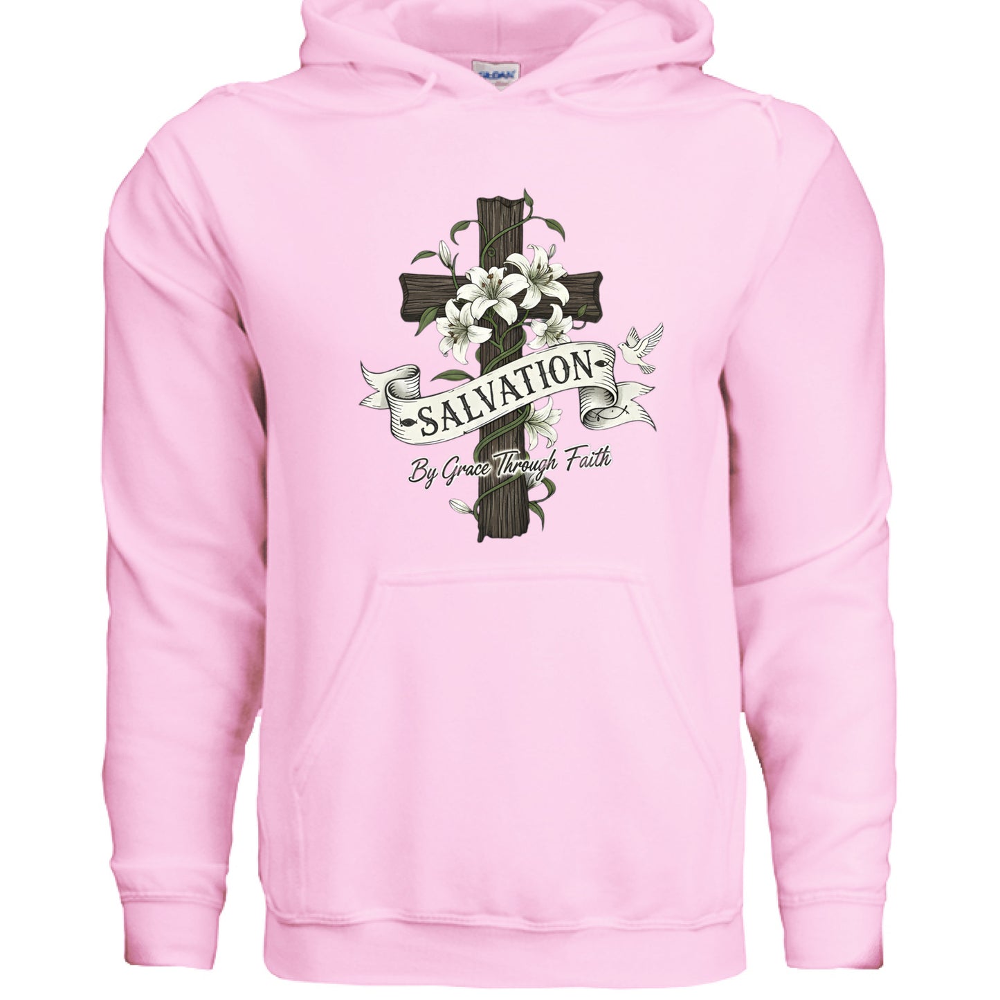 Salvation By Grace Christian Hoodie LIGHT PINK Salvation Clothing and Accessories Apparel