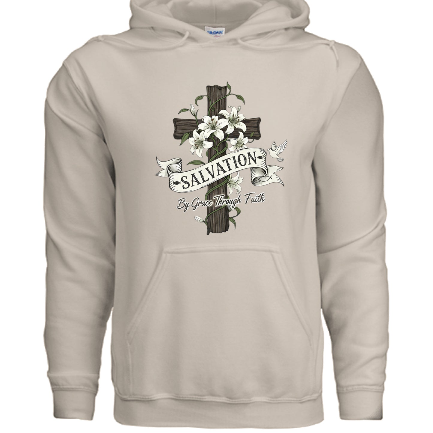 Salvation By Grace Christian Hoodie SAND Salvation Clothing and Accessories Apparel